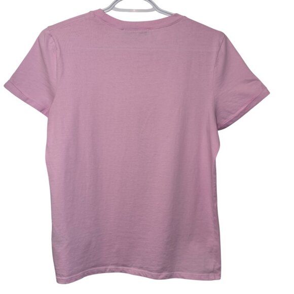 OUI pink short-sleeved basic tee with ribbed round neckline size US 4 - Picture 4 of 6